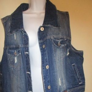 Amethyst Jean Distress Women's Size 3X Denim Vest